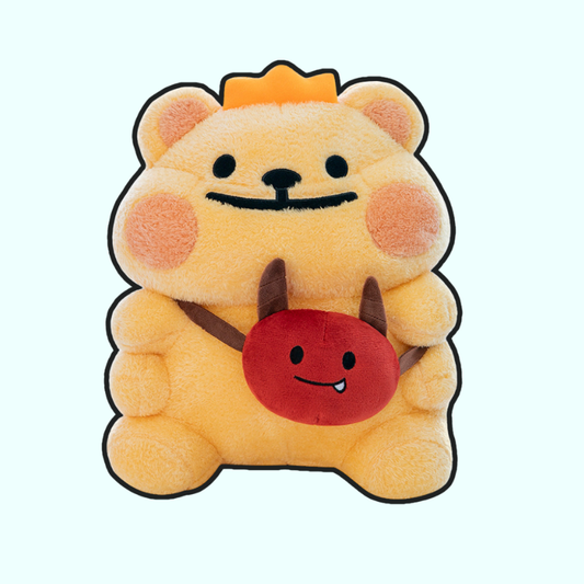omgkawaii Stuffed Animals 35 CM Plush Bear with Crown & Cute Red Monster Pouch