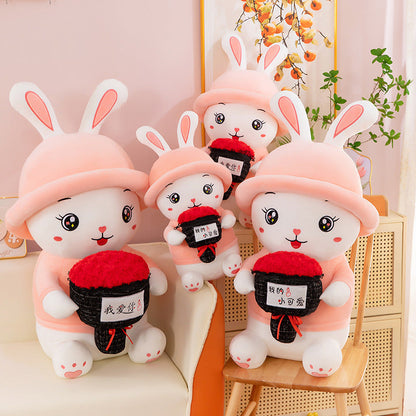omgkawaii Stuffed Animals 45 CM Adorable Bunny Plush with Red Rose Bouquet