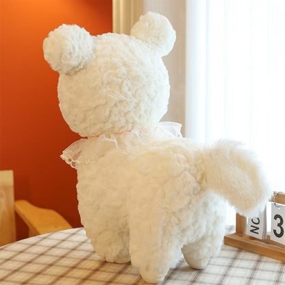 Adorable Fluffy Llama Plush with Lace Collar